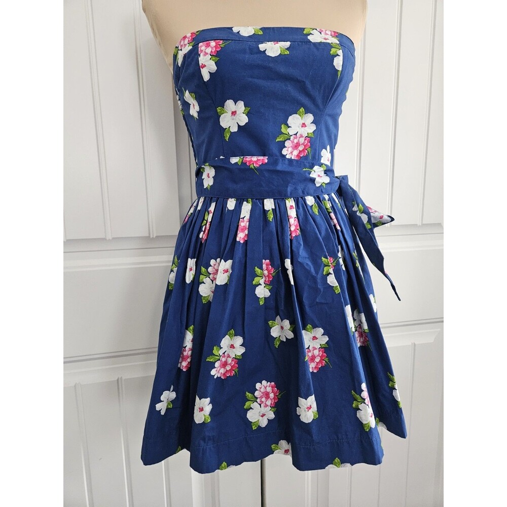 ABERCROMBIE & FITCH STRAPLESS ANNABEL FLORAL MINI FIT N FLARE COTTON DRESS SZ M